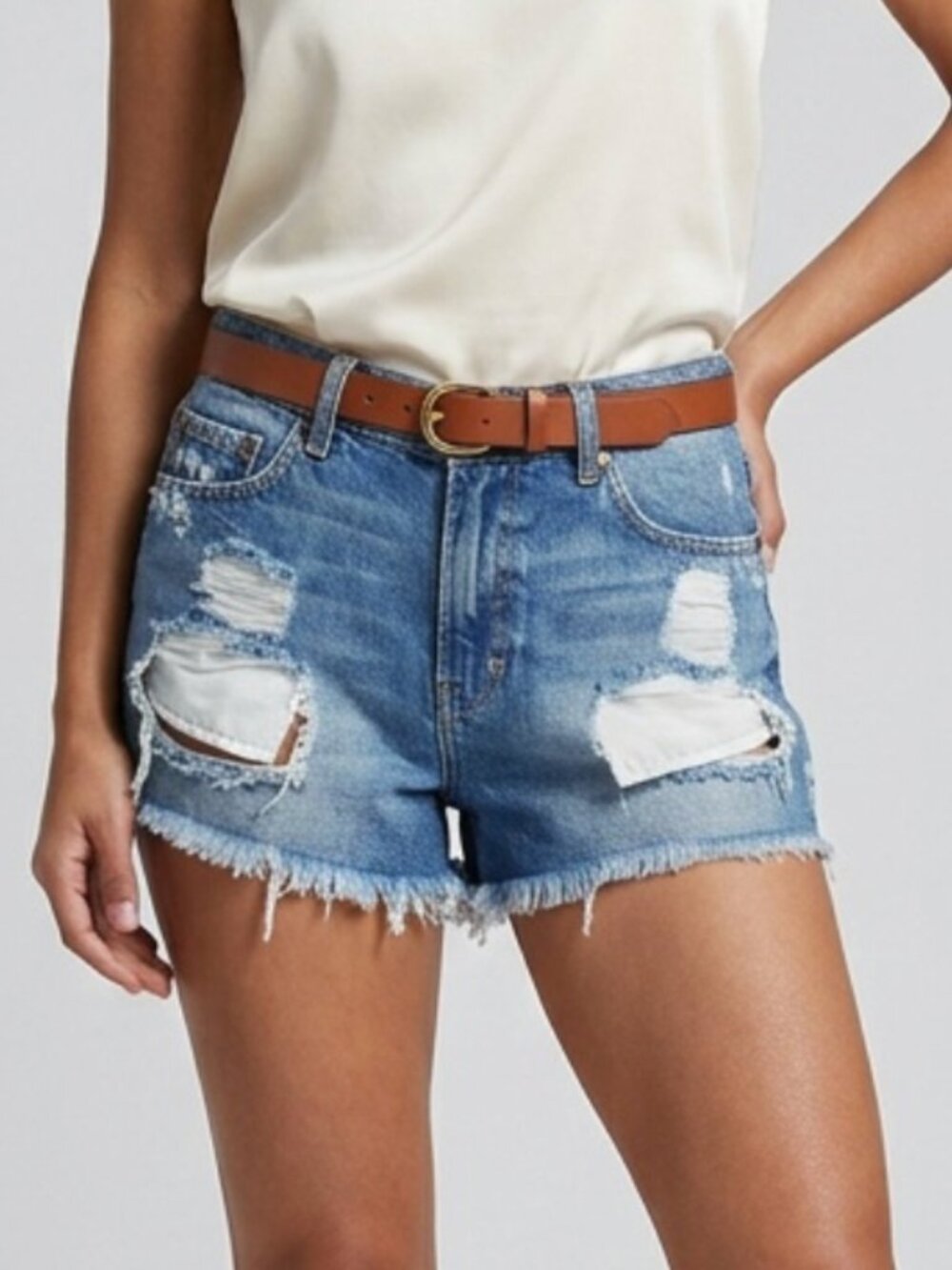 ZARA | Blue Distressed Cut-off Denim Jean Shorts Sz 8